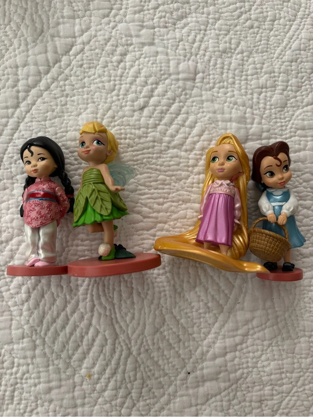 Disney Animators 4 Mini Princess Figures  Belle, Tinkerbell, Mulan, Rapunxel